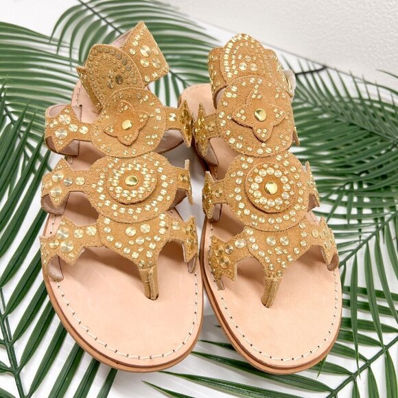 Cecelia New York Sand Bubbly Gladiator Studded Flat Sandals Size 6.5 NWB - Picture 2 of 11